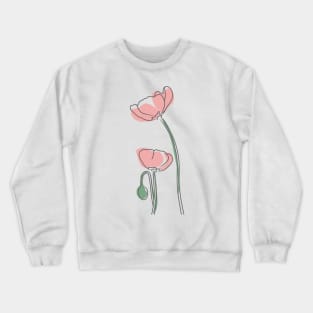 poppy pink pastel flowers Crewneck Sweatshirt